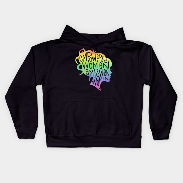 Feminist Empowered Women March Colorful Rainbow Kids Hoodie by springins